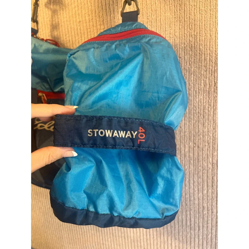 Eddie Bauer Stowaway 40L Duffel Bag Lightweight Blue Packable Travel Gym Bag